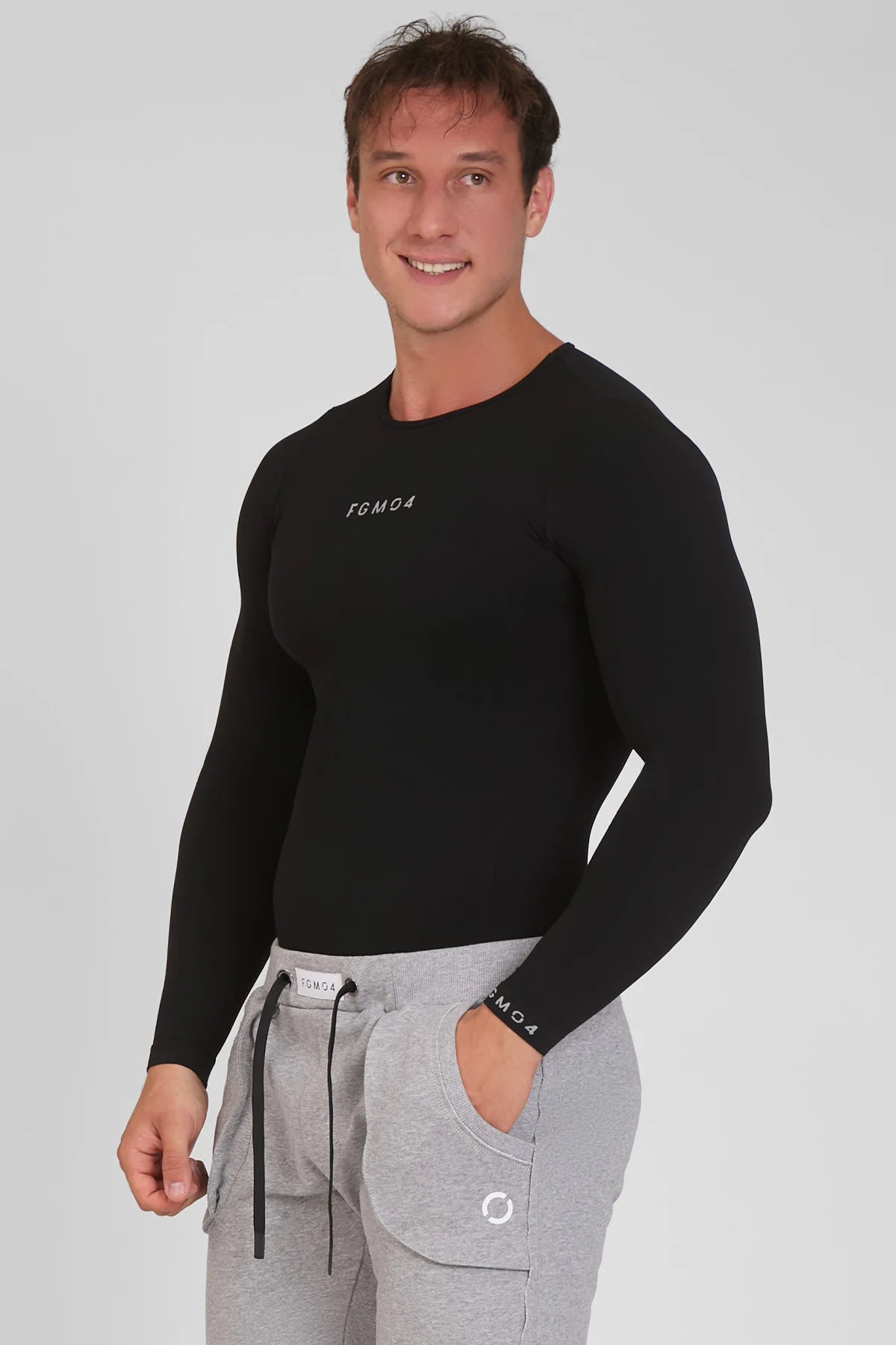 Maglia sportiva tecnica uomo Manica lunga con tecnologia FIR FGM04 Sport Unisex Nero - FGM04 - Linea Ikonic Uomo - fgm04