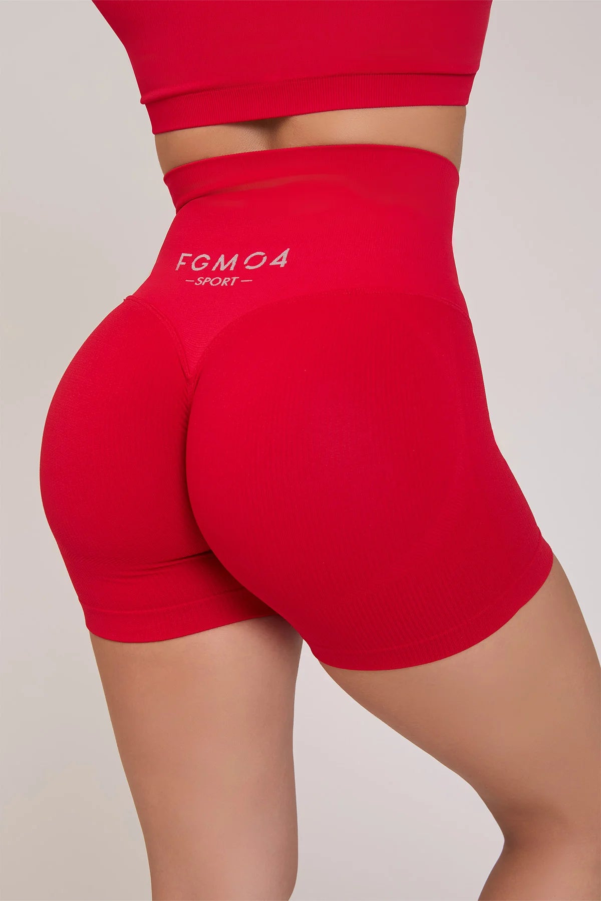 Shorts sportivi con tecnologia FIR push up con arricciatura CALIPSO Rosso Lampone Costine - FGM04 - LEGGINGS ANTICELLULITE - fgm04