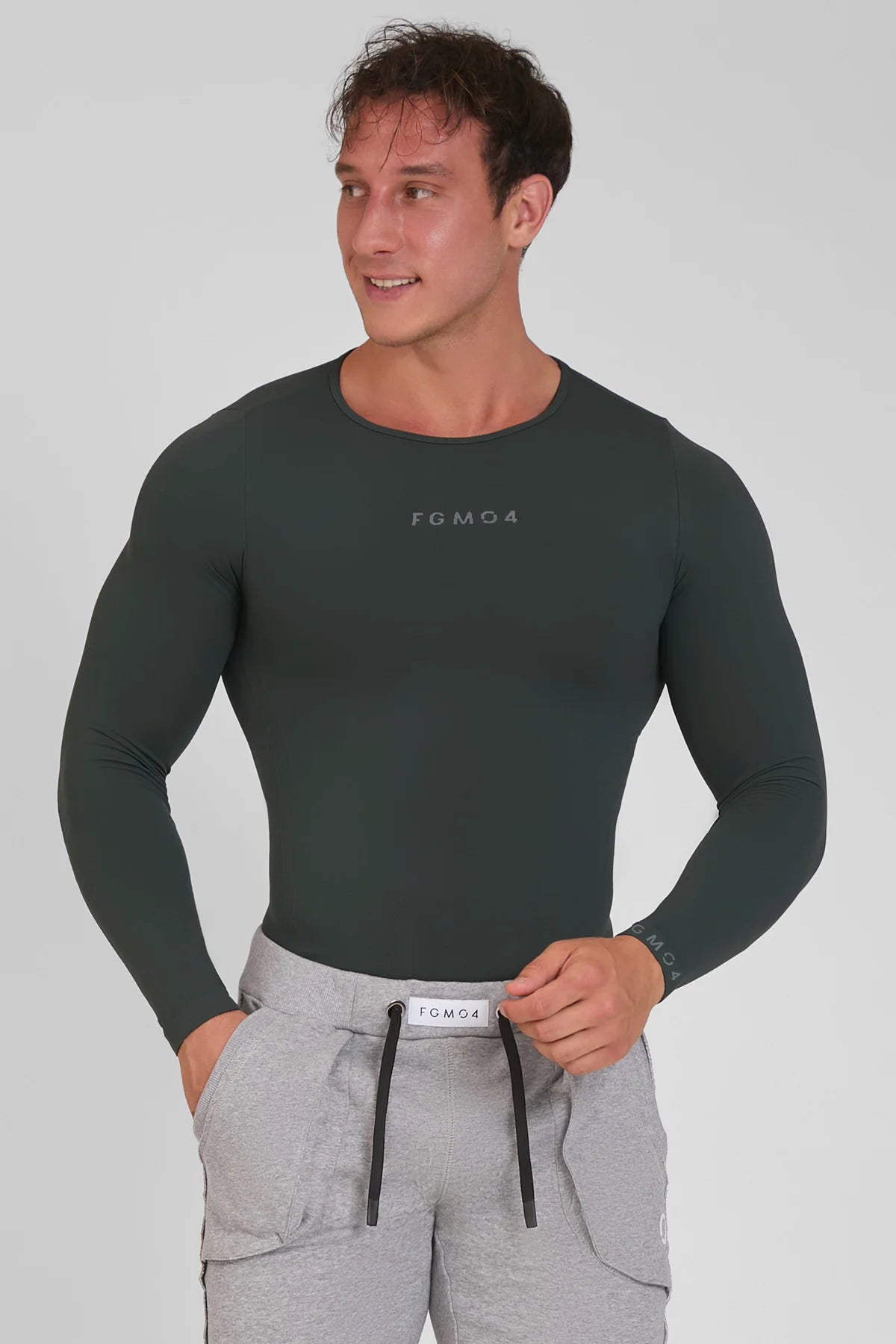 Maglia sportiva tecnica uomo Manica lunga con tecnologia FIR FGM04 Sport Unisex Coal Green - FGM04 - Linea Ikonic Uomo - fgm04