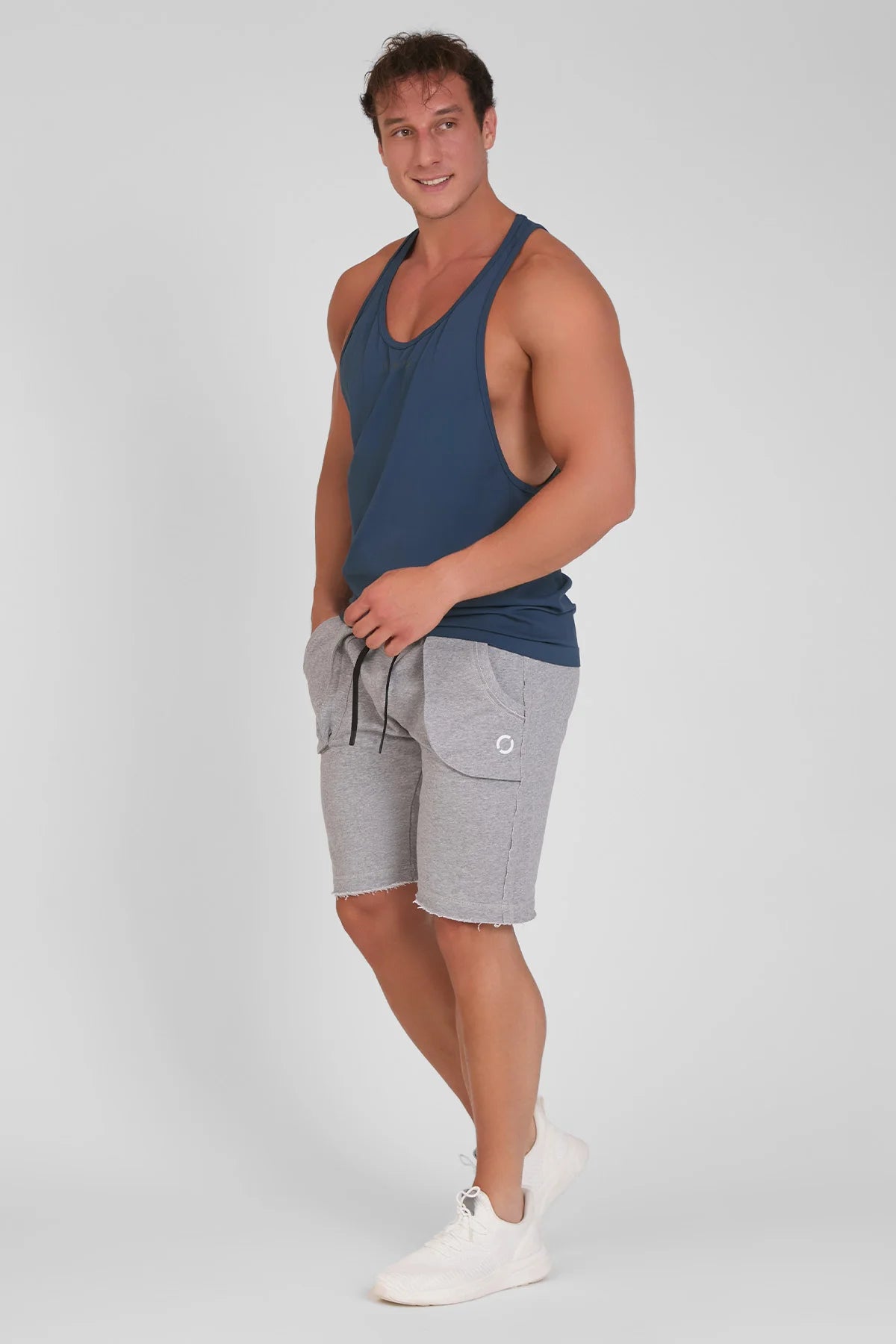 Abbigliamento sportivo tecnico palestra canotta traspirante anti odore Stringer Blu - FGM04 - Linea Ikonic Uomo - fgm04