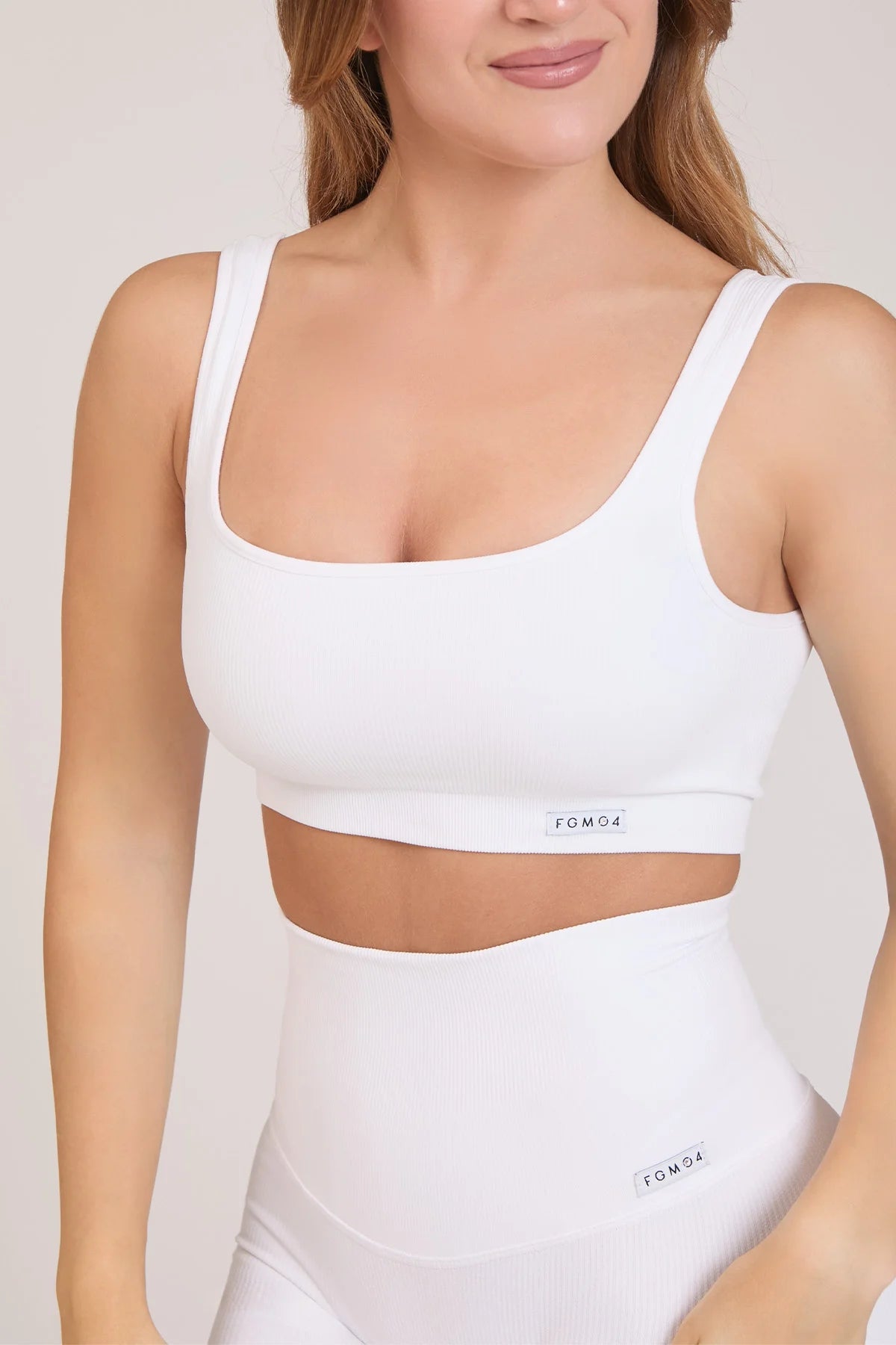 Top sportivo con spalline larghe a costine CALIPSO Bianco Costine - FGM04 - Maglie e Top - fgm04