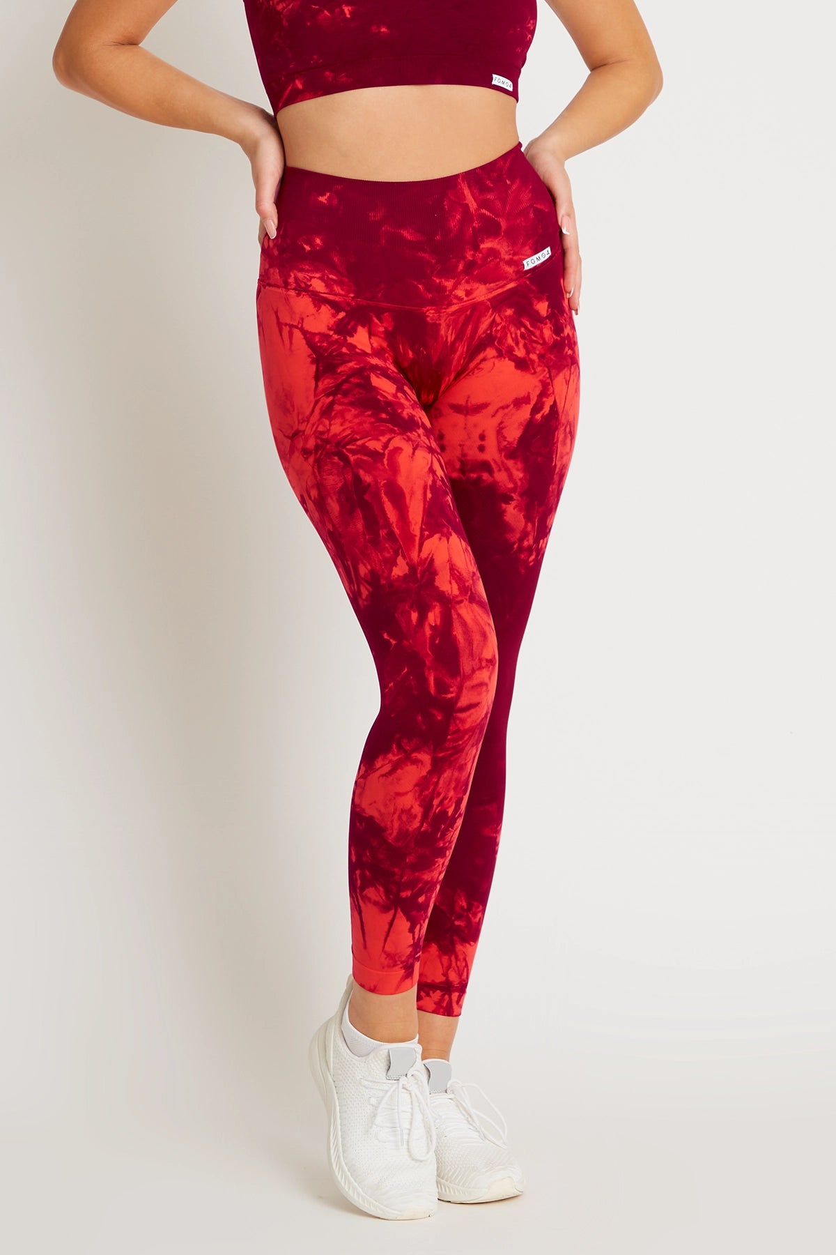 Leggings sportivi con tecnologia FIR push up con arricciatura Tie-die batik Maltinto Rosso Inferno - FGM04 - LEGGINGS ANTICELLULITE - fgm04