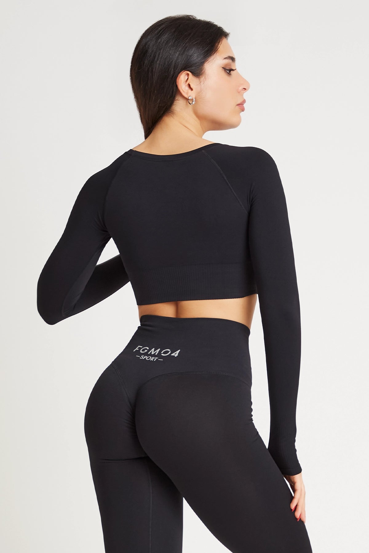 Maglia sportiva cropped seamless con maniche lunghe Bolero Gym Fashion Nero - FGM04 - Maglie e Top - fgm04