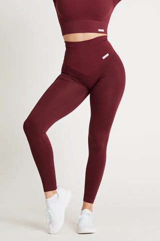 Leggings sportivi con tecnologia FIR push up con arricciatura Gym Fashion Merlot - FGM04 - LEGGINGS ANTICELLULITE - fgm04