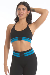 Top Ikona Nero e Azzurro