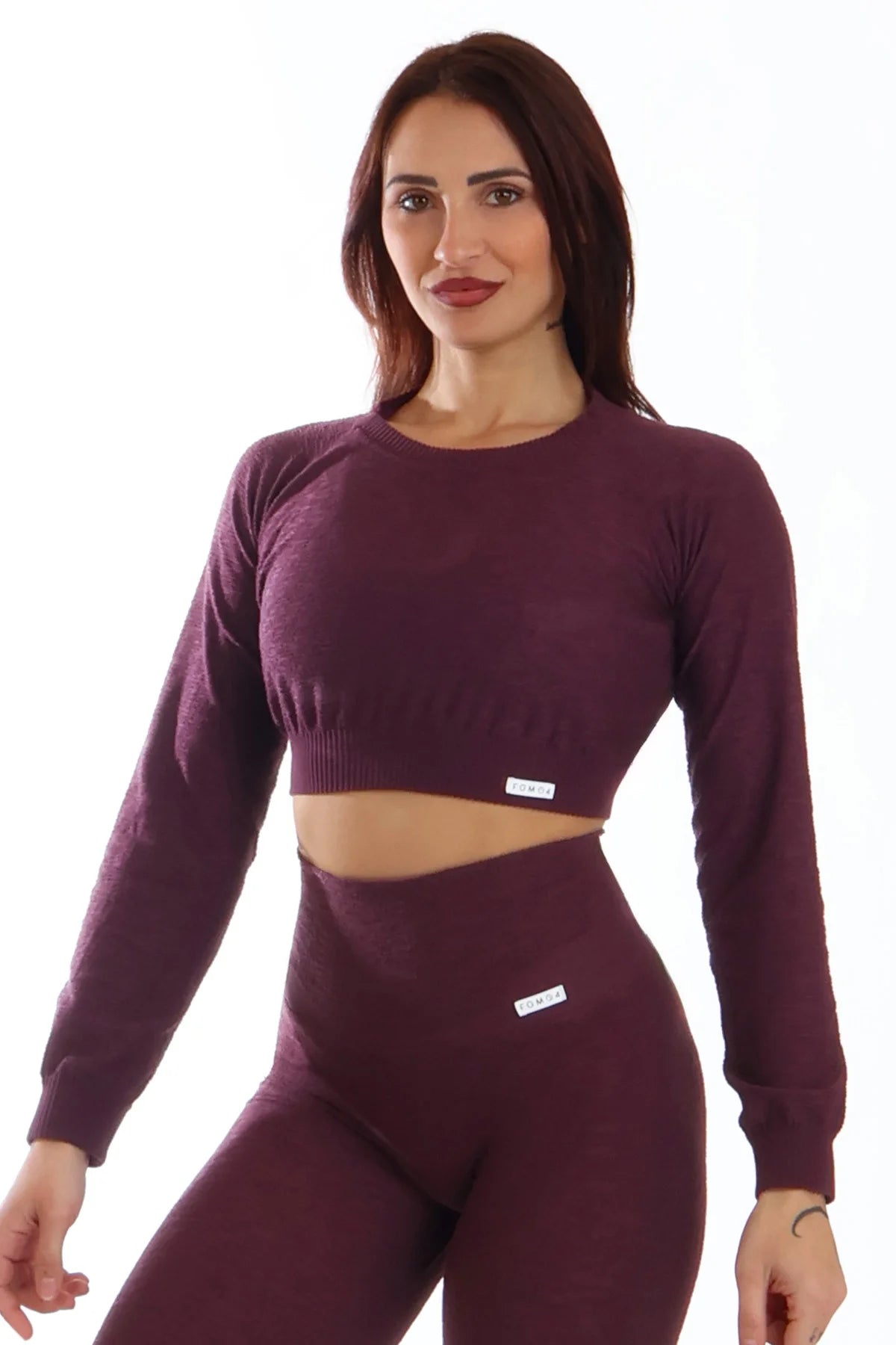 Maglia Crop Maniche Lunghe Materia Viola Melanzana - FGM04 - Maglie e Top - fgm04
