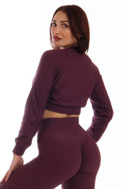 Maglia Crop Maniche Lunghe Materia Viola Melanzana - FGM04 - Maglie e Top - fgm04