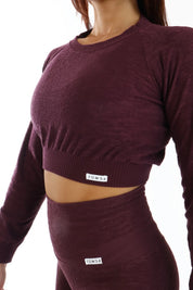 Maglia Crop Maniche Lunghe Materia Viola Melanzana - FGM04 - Maglie e Top - fgm04