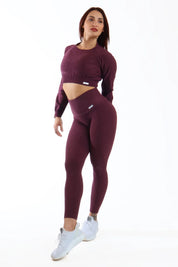 Maglia Crop Maniche Lunghe Materia Viola Melanzana - FGM04 - Maglie e Top - fgm04