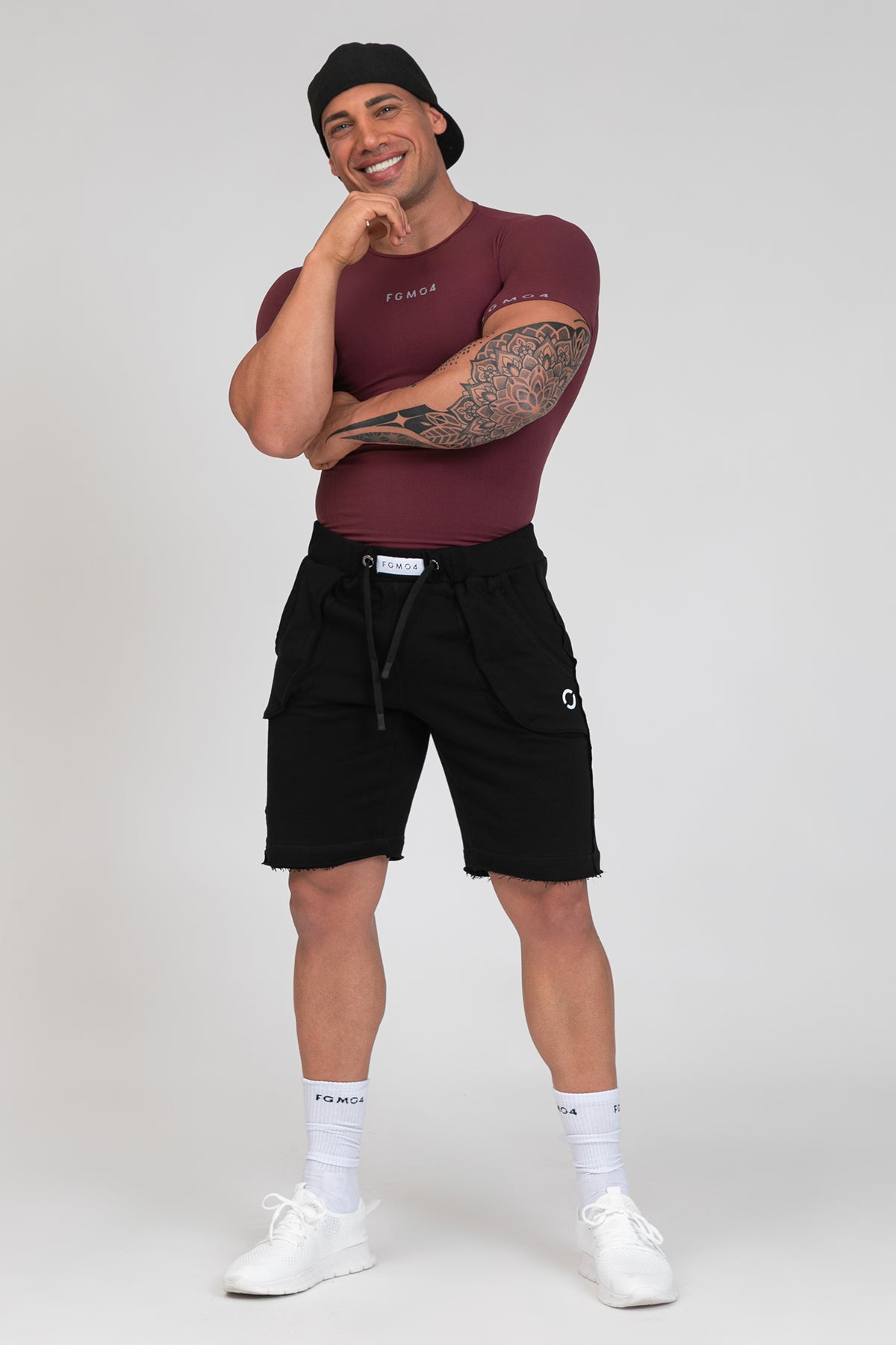 Pantalone sportivo in cotone shorts pantaloni corti Bermuda Fgm04 Nero - fgm04 - Linea Ikonic Uomo - fgm04