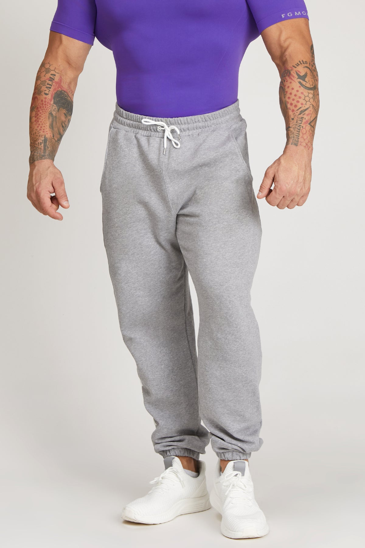 Pantaloni della tuta sportivi in cotone Pantalone Jogger Ikonic FW 24/25 Grigio Chiaro Melange Uomo - FGM04 - Linea Ikonic Uomo - fgm04