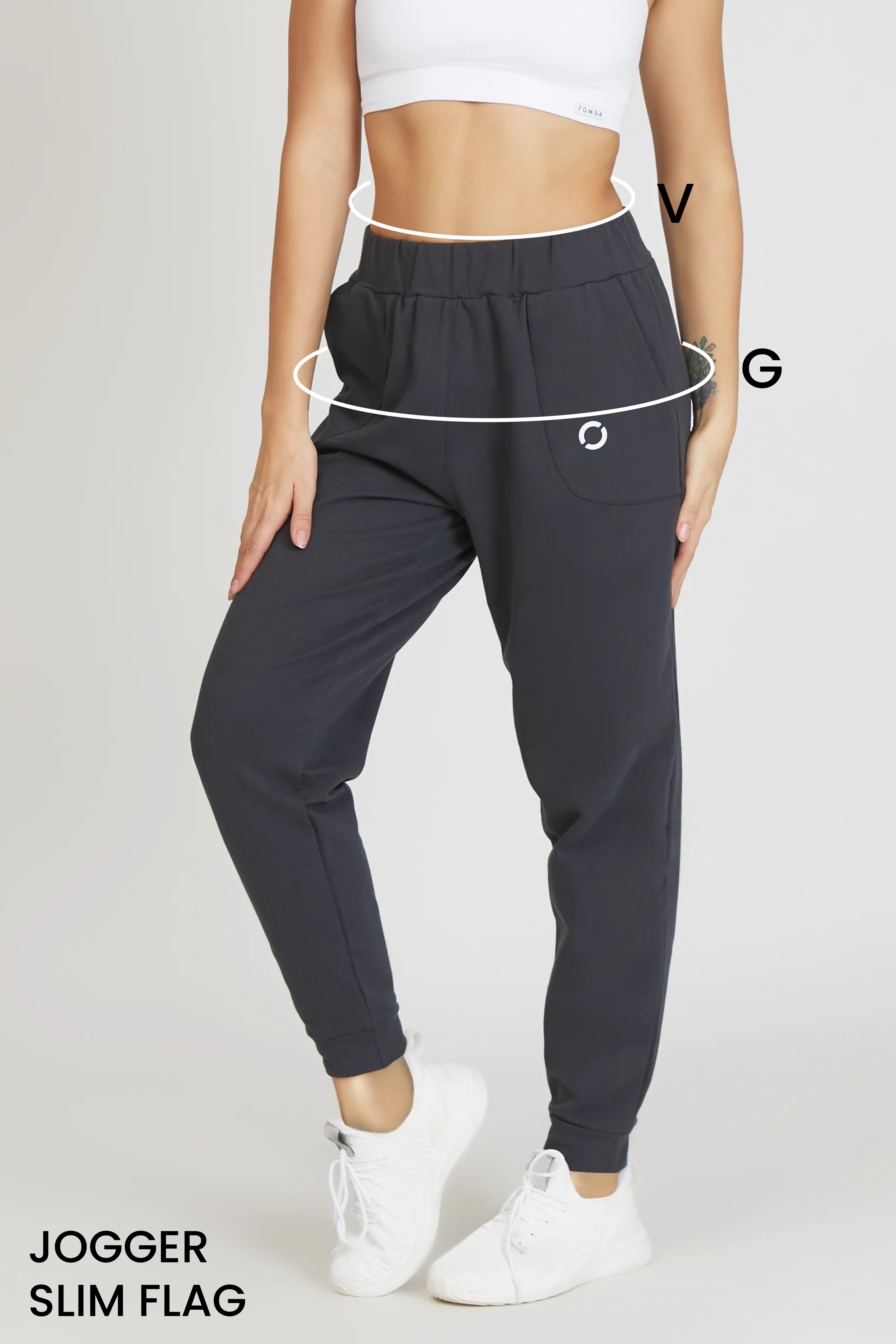 Guida alle taglie: pantalone jogger slim flag donna