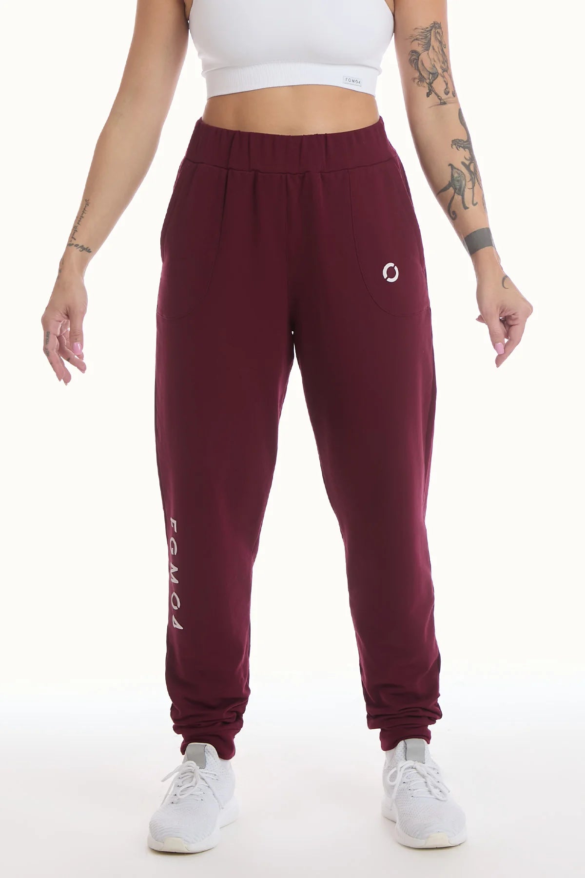 Pantaloni jogger Ikonic WINTER FLAG, culoare prună