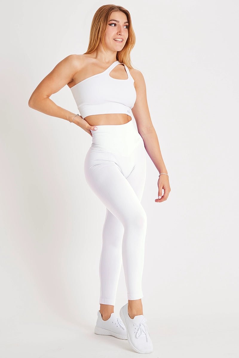 Leggings sportivi con tecnologia FIR push up con arricciatura 
All - Up Bianco - FGM04 - LEGGINGS ANTICELLULITE - fgm04