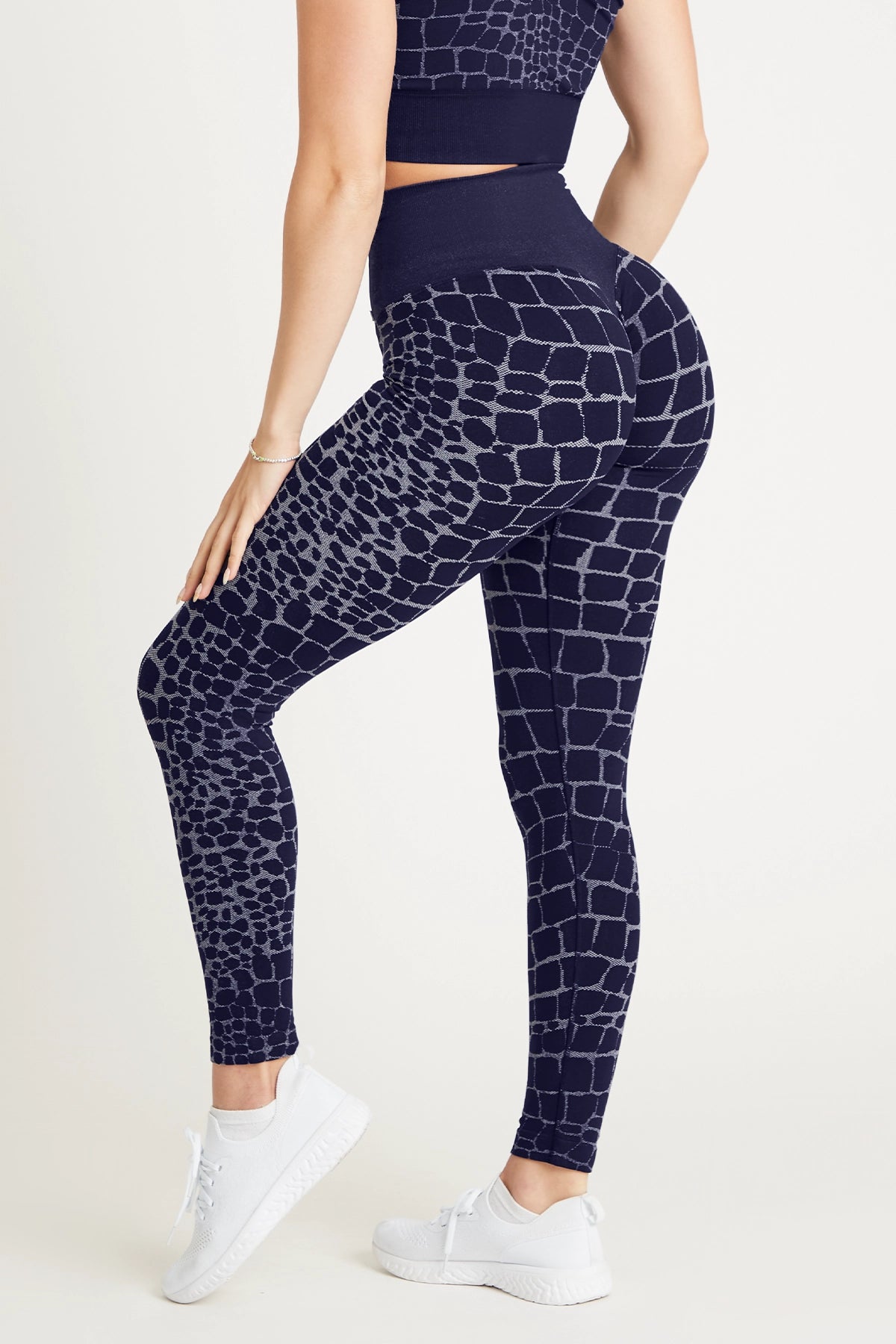 Leggings sportivi con tecnologia FIR push up con arricciatura All - Up Cocco Blu Notte - FGM04 - LEGGINGS ANTICELLULITE - fgm04