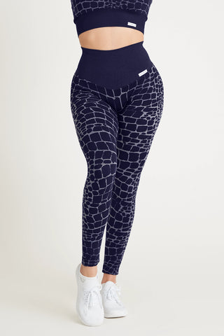 Leggings sportivi con tecnologia FIR push up con arricciatura All - Up Cocco Blu Notte - FGM04 - LEGGINGS ANTICELLULITE - fgm04