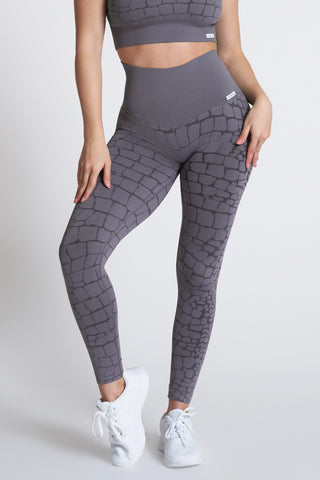 Leggings sportivi con tecnologia FIR push up con arricciatura animalier All - up Grigio Ira Cocco - FGM04 - LEGGINGS ANTICELLULITE - fgm04