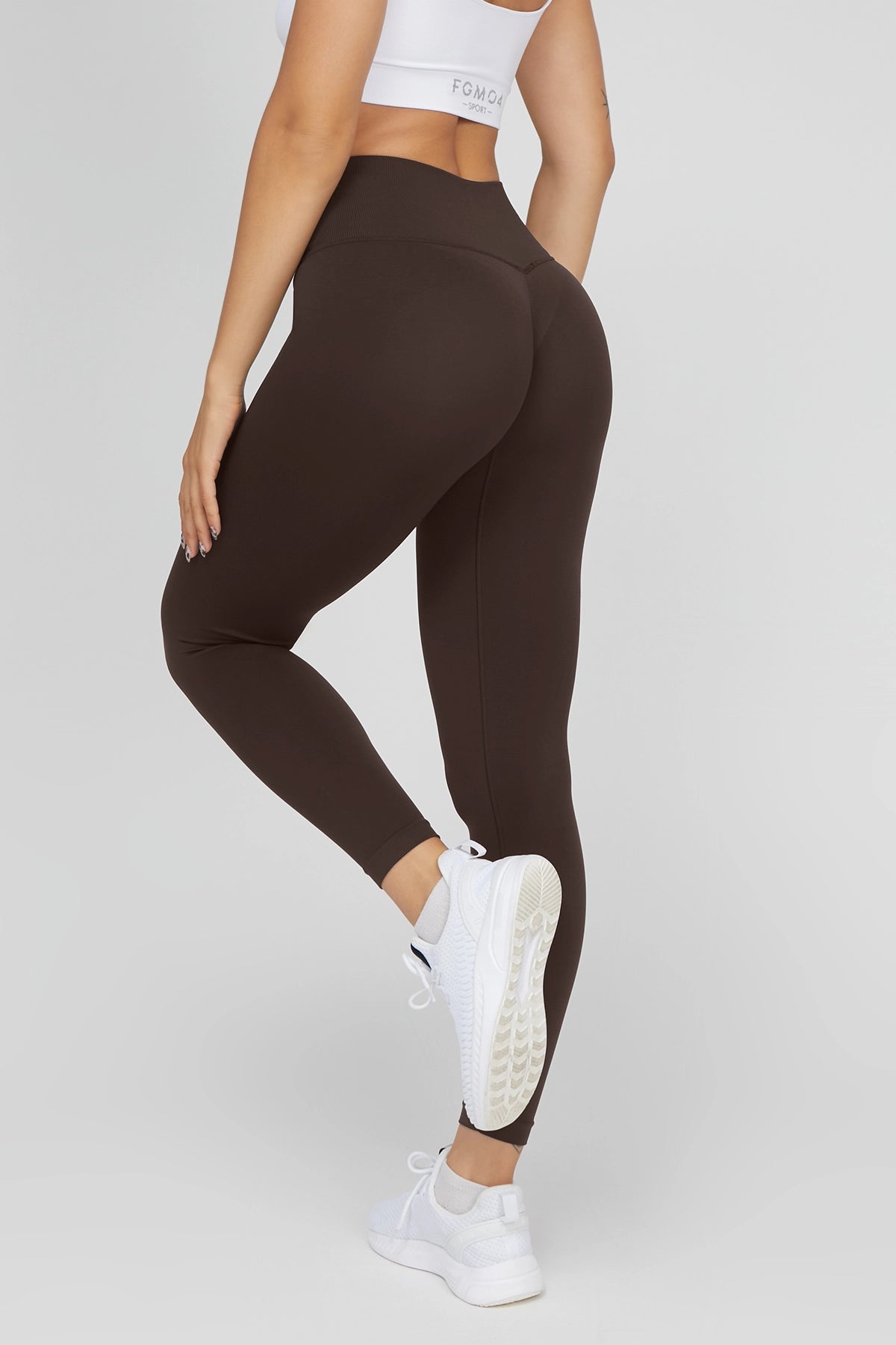 Leggings sportivi con tecnologia FIR soft push up senza arricciatura Shape - Up Fgm04 2.0 Marrone Pancia Piatta - FGM04 - LEGGINGS ANTICELLULITE - fgm04