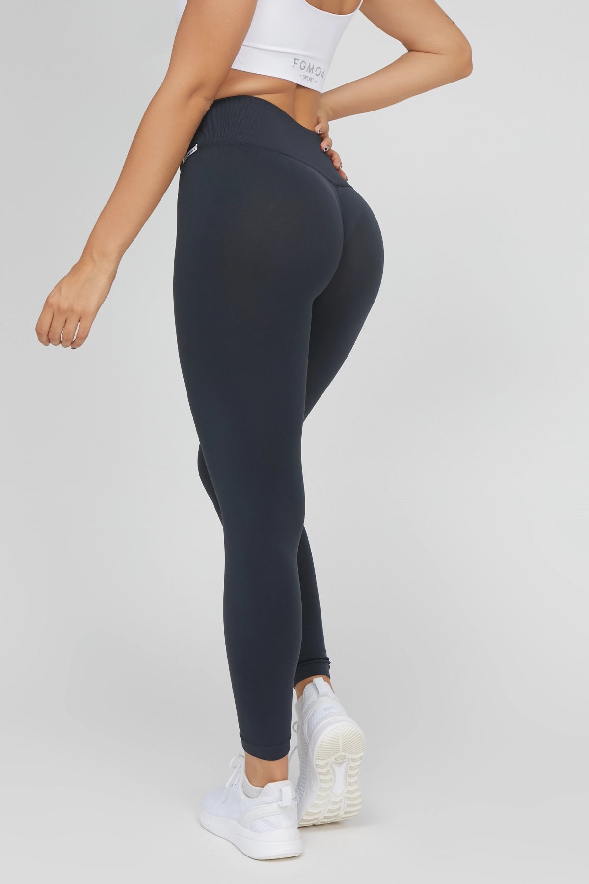Leggings sportivi con tecnologia FIR soft push up senza arricciatura Shape - Up Fgm04 2.0 Grigio Pancia Piatta - FGM04 - LEGGINGS ANTICELLULITE - fgm04