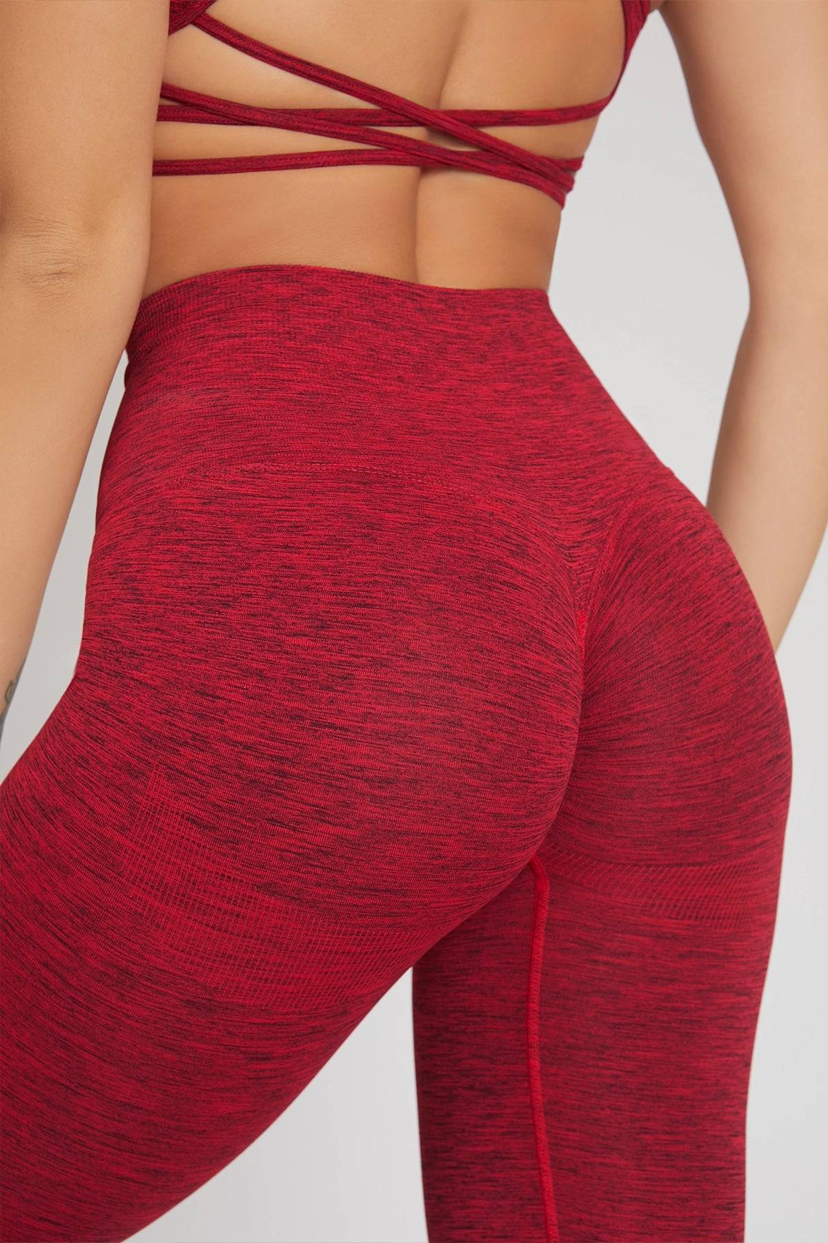 Leggings sportivi con tecnologia FIR push up con arricciatura mélange Pulsar Rosso - FGM04 - LEGGINGS ANTICELLULITE - fgm04