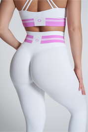 Leggings Ikona Bianco e Rosa Ortensia