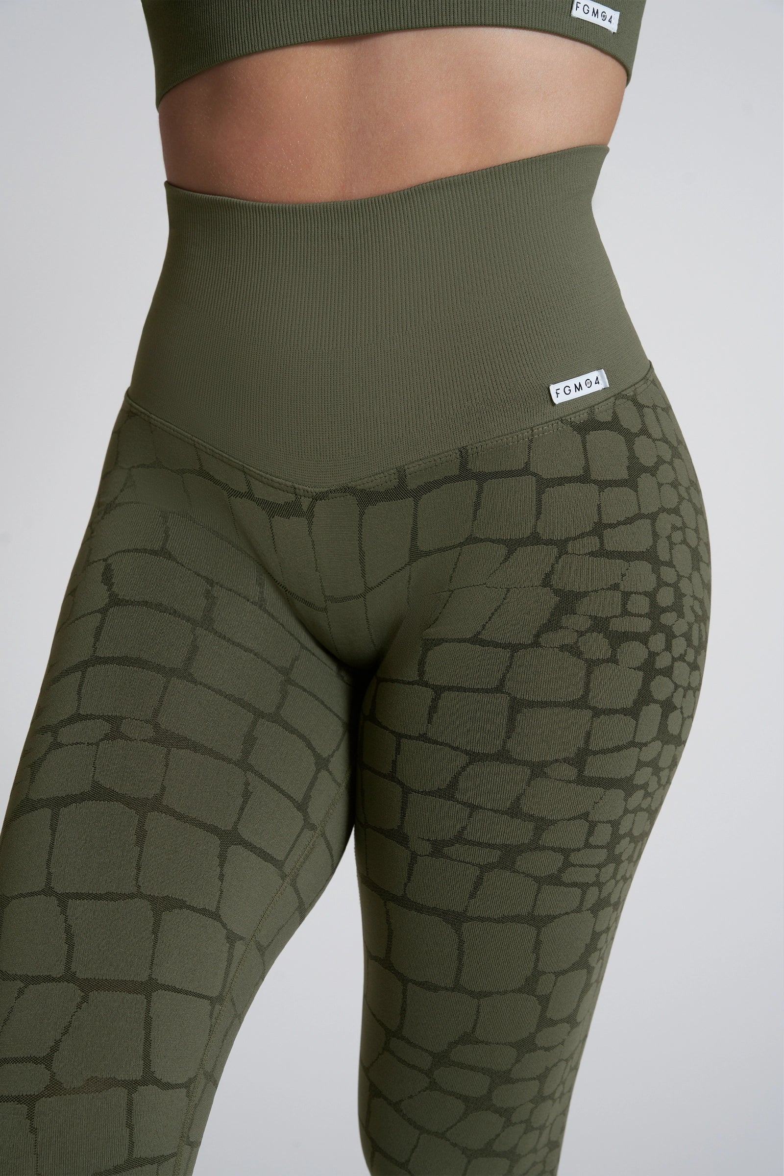 Leggings sportivi con tecnologia FIR push up con arricciatura animalier All - up Cocco Verde - FGM04 - LEGGINGS ANTICELLULITE - fgm04