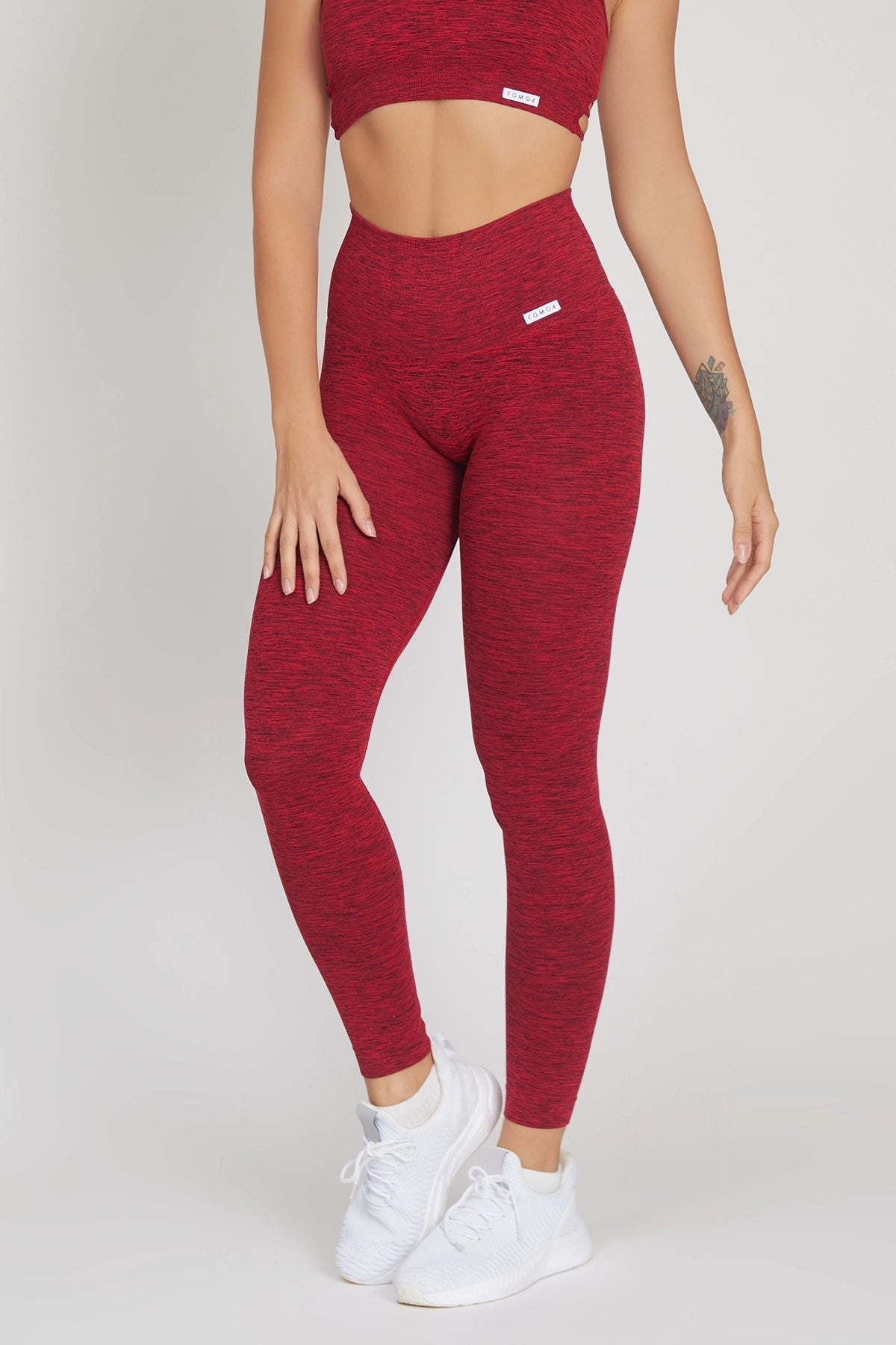 Leggings sportivi con tecnologia FIR push up con arricciatura mélange Pulsar Rosso - FGM04 - LEGGINGS ANTICELLULITE - fgm04