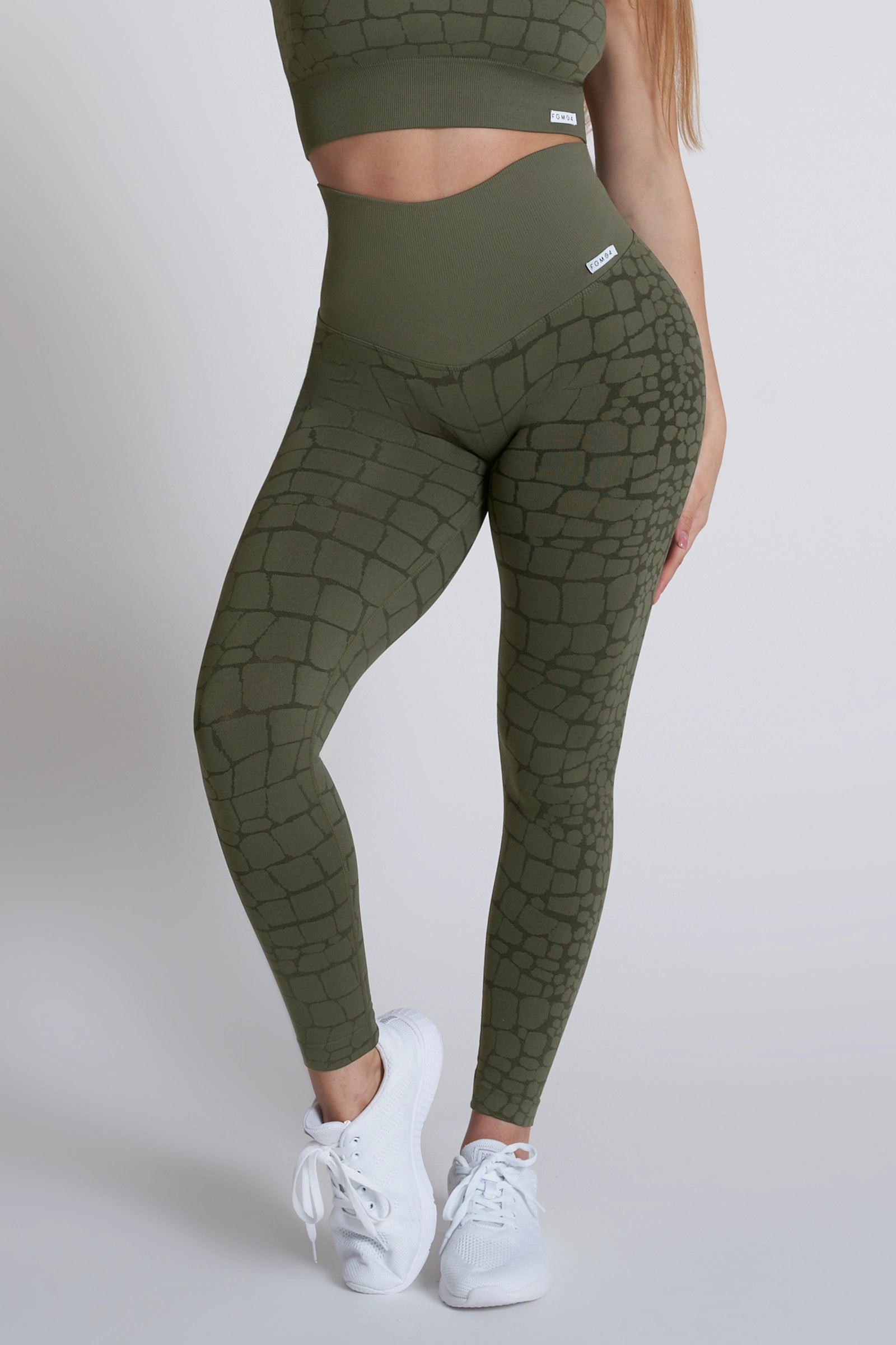 Leggings sportivi con tecnologia FIR push up con arricciatura animalier All - up Cocco Verde - FGM04 - LEGGINGS ANTICELLULITE - fgm04