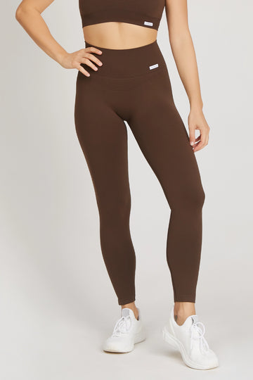 Leggings sportivi con tecnologia FIR soft push up senza arricciatura Confidence Cioccolato - FGM04 - LEGGINGS ANTICELLULITE - fgm04