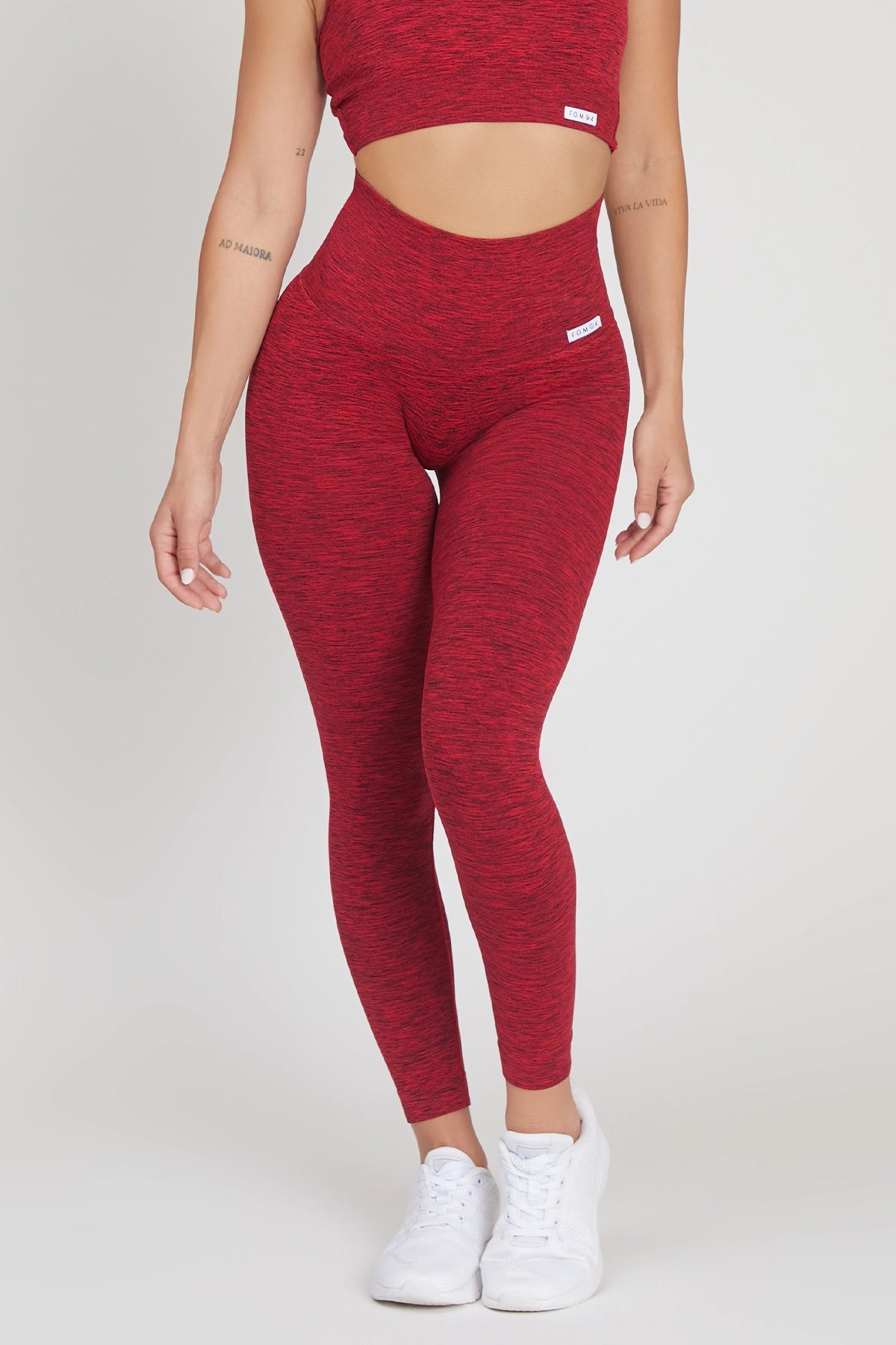 Leggings sportivi con tecnologia FIR push up con arricciatura mélange Pulsar Rosso - FGM04 - LEGGINGS ANTICELLULITE - fgm04