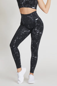 Leggings Marmor Schwarz