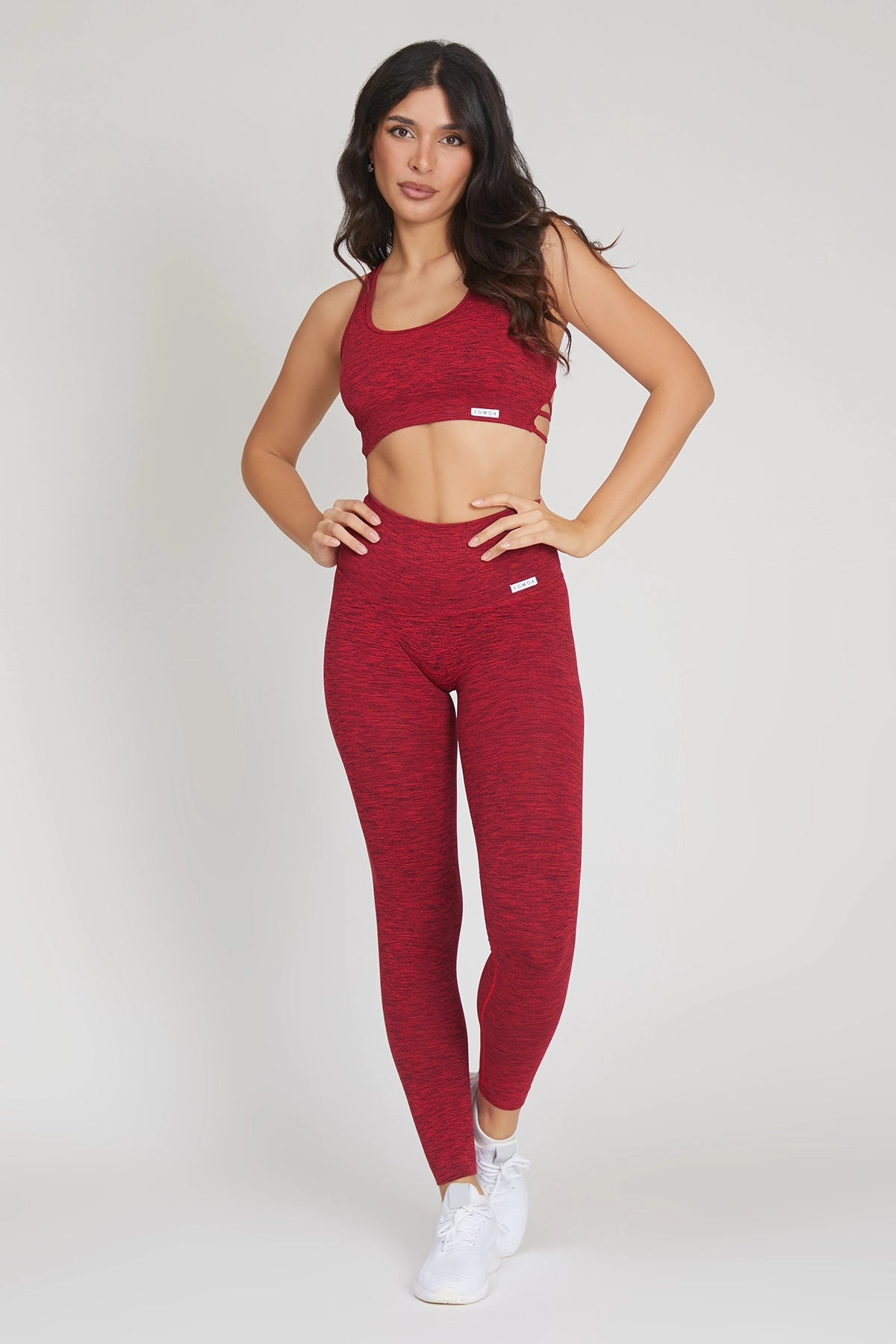 Leggings sportivi con tecnologia FIR push up con arricciatura mélange Pulsar Rosso - FGM04 - LEGGINGS ANTICELLULITE - fgm04