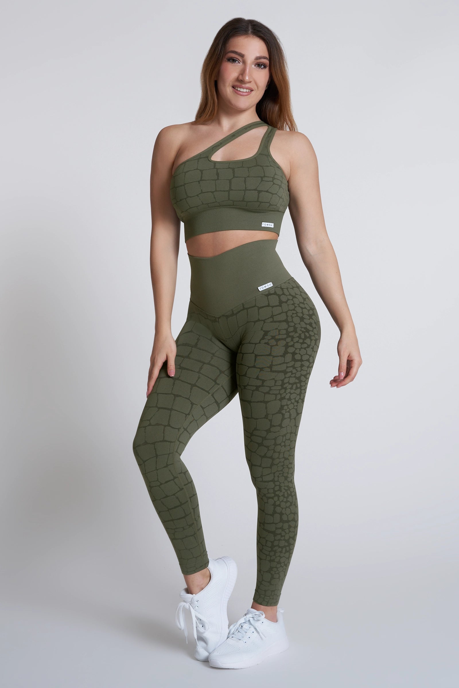 Leggings sportivi con tecnologia FIR push up con arricciatura animalier Up All - up Cocco Verde - FGM04 - LEGGINGS ANTICELLULITE - fgm04
