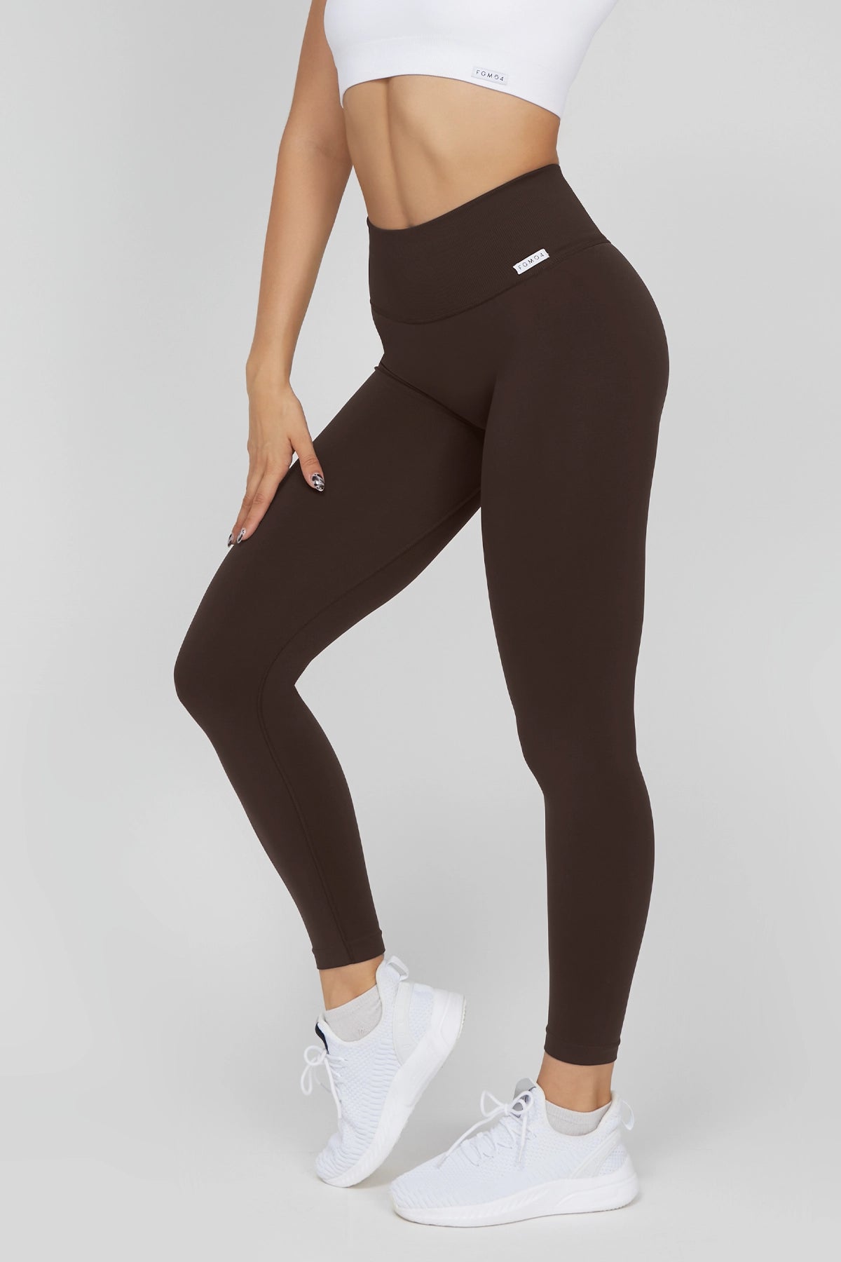 Leggings sportivi con tecnologia FIR soft push up senza arricciatura Shape - Up Fgm04 2.0 Marrone Pancia Piatta - FGM04 - LEGGINGS ANTICELLULITE - fgm04