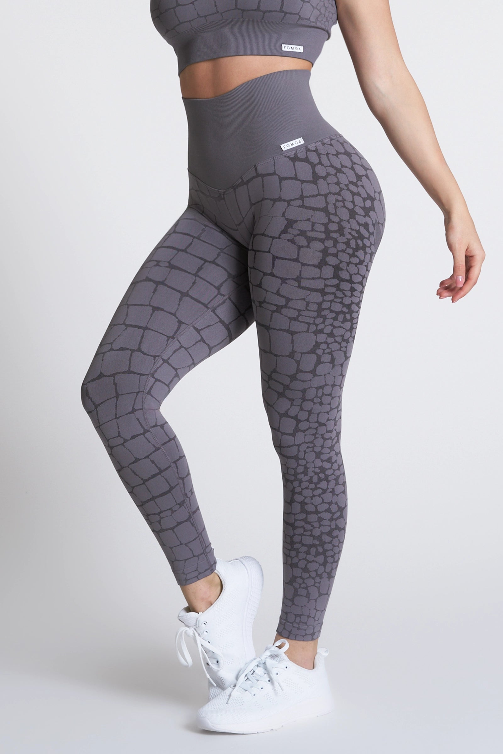 Leggings sportivi con tecnologia FIR push up con arricciatura animalier All - up Grigio Ira Cocco - FGM04 - LEGGINGS ANTICELLULITE - fgm04