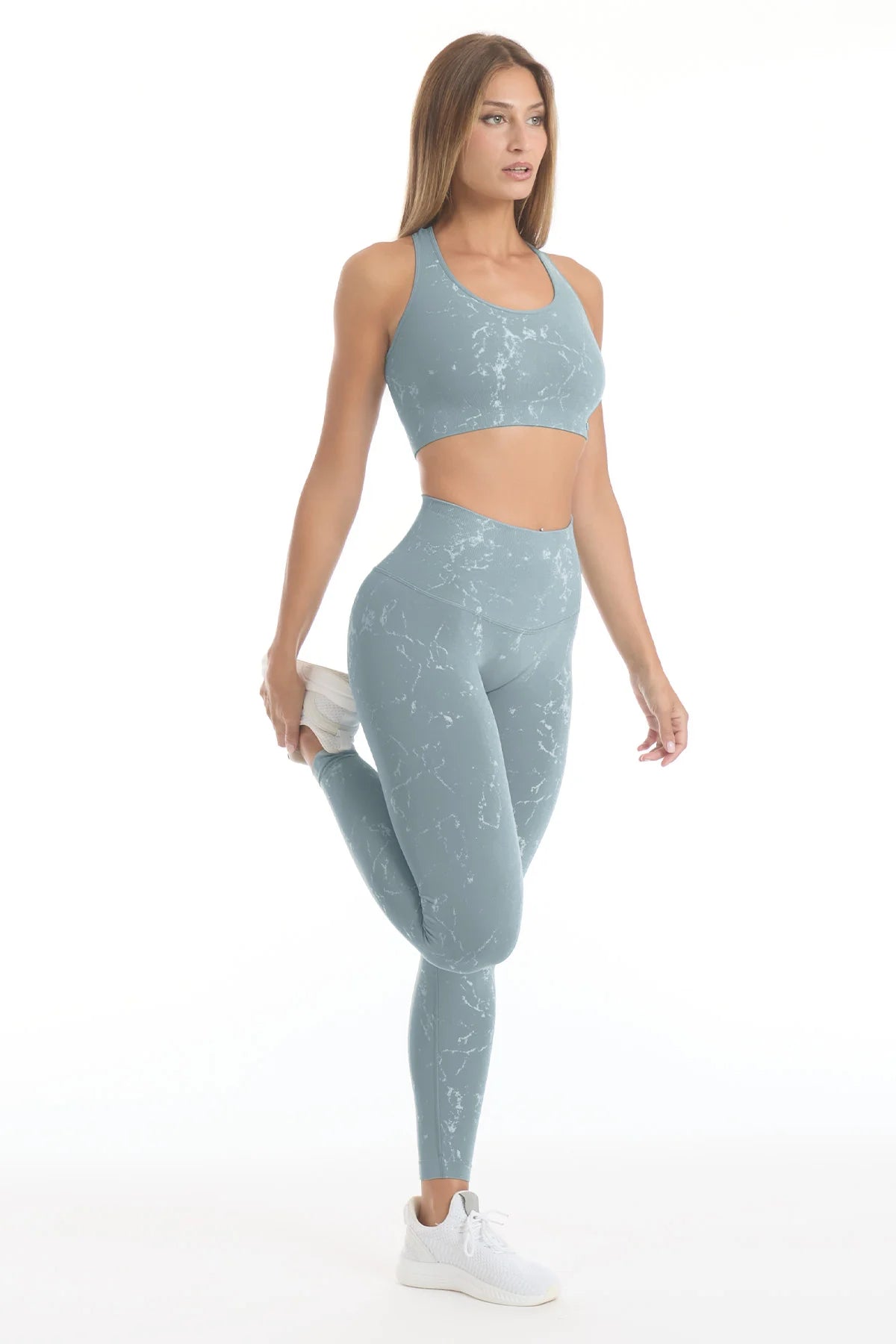 Leggings Push Up Marmo Azzurro Arona - FGM04 - LEGGINGS ANTICELLULITE - fgm04