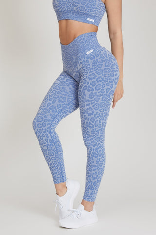 Leggings sportivi con tecnologia FIR push up con arricciatura animalier Wild Essence BambùFIR Blu Sugar - fgm04 - LEGGINGS ANTICELLULITE - fgm04