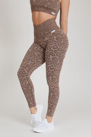 Leggings sportivi con tecnologia FIR push up con arricciatura animalier Wild Essence BambùFIR Caramel - fgm04 - LEGGINGS ANTICELLULITE - fgm04