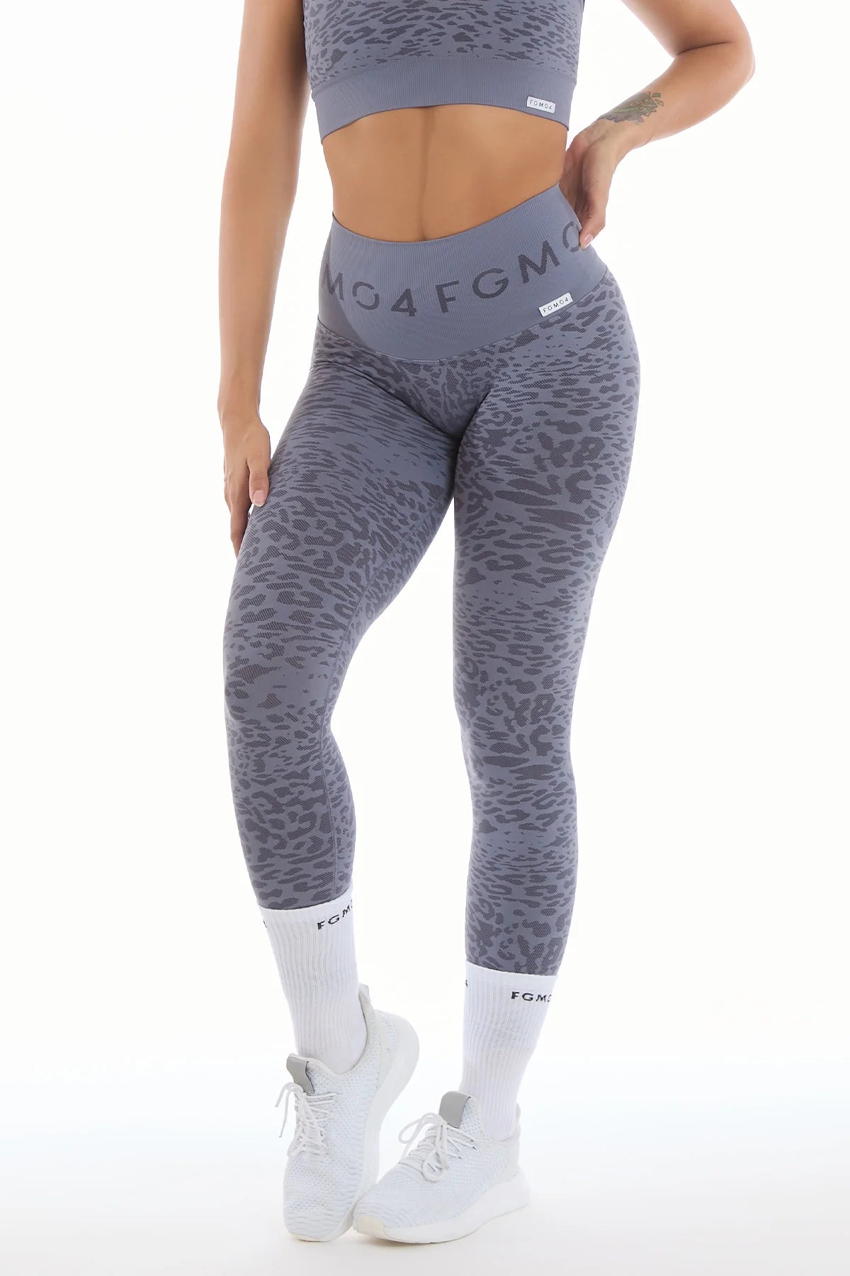 Leggings Push Up Jungle Leopardo 2.0 Blu Granito - FGM04 - LEGGINGS ANTICELLULITE - fgm04