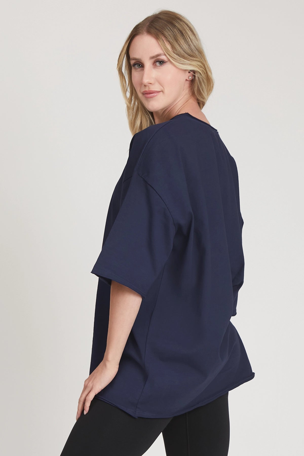 Maglia sportiva t-shirt in cotone oversize unisex WorkOut Extra Large Blu Notte - FGM04 - Linea Ikonic - fgm04