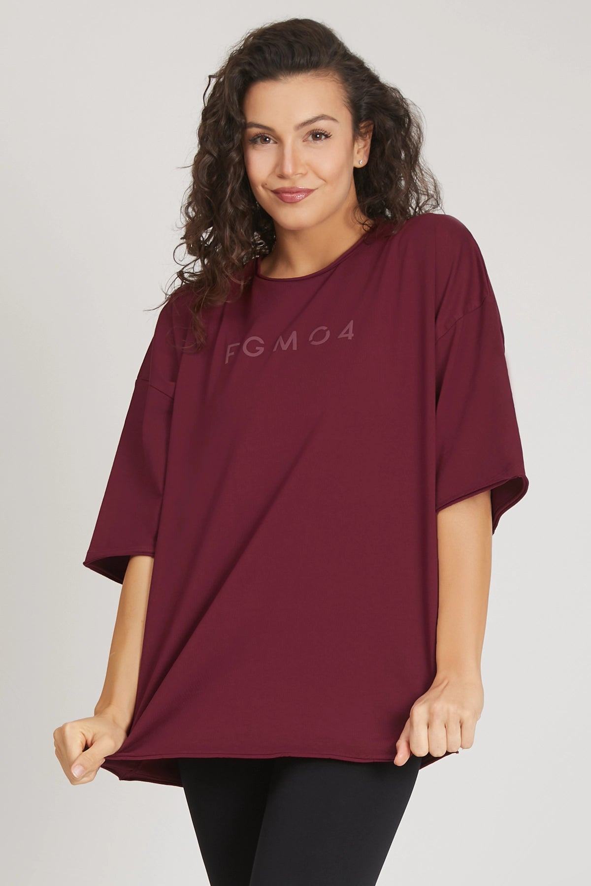 Maglia sportiva t-shirt in cotone oversize unisex WorkOut Extra Large Borgogna - FGM04 - Linea Ikonic - fgm04