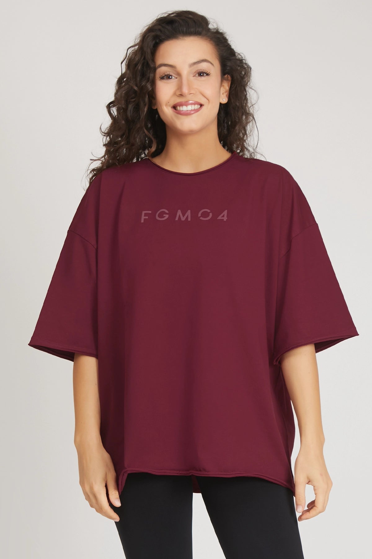 Maglia sportiva t-shirt in cotone oversize unisex WorkOut Extra Large Borgogna - FGM04 - Linea Ikonic - fgm04