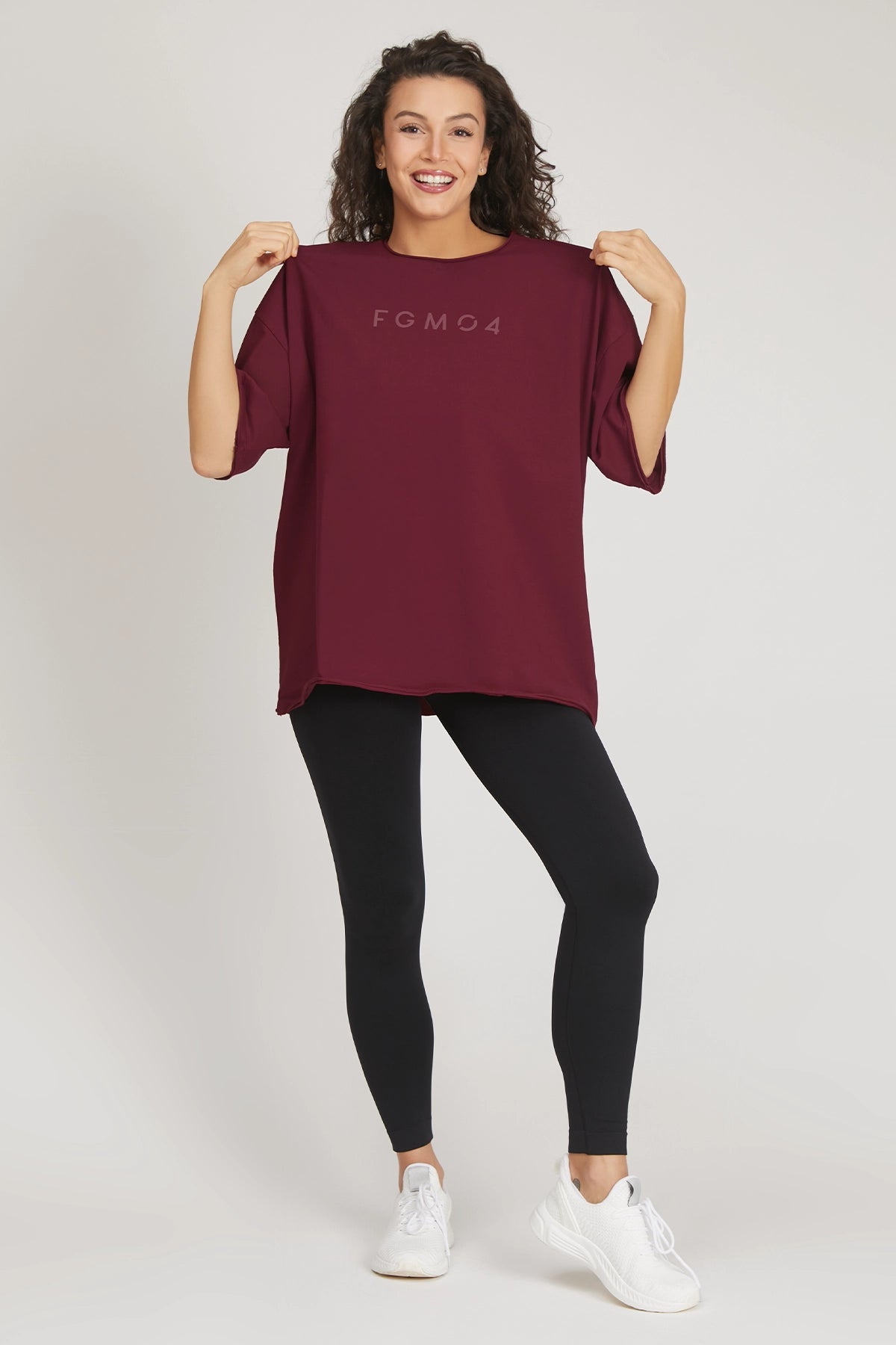 Maglia sportiva t-shirt in cotone oversize unisex WorkOut Extra Large Borgogna - FGM04 - Linea Ikonic - fgm04