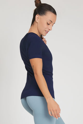 Maglia sportiva tecnica donna Manica corta con tecnologia FIR snellente Ikonic Sport Unisex Blu Notte - FGM04 - Maglie e Top - fgm04