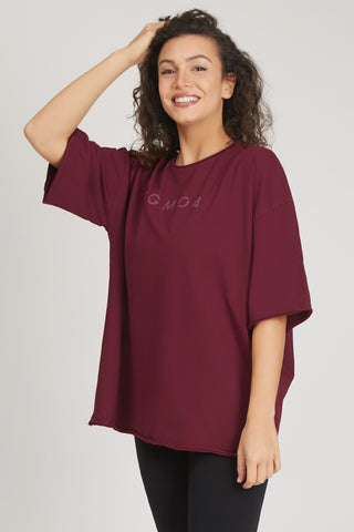 Maglia sportiva t-shirt in cotone oversize unisex WorkOut Extra Large Borgogna - FGM04 - Linea Ikonic - fgm04