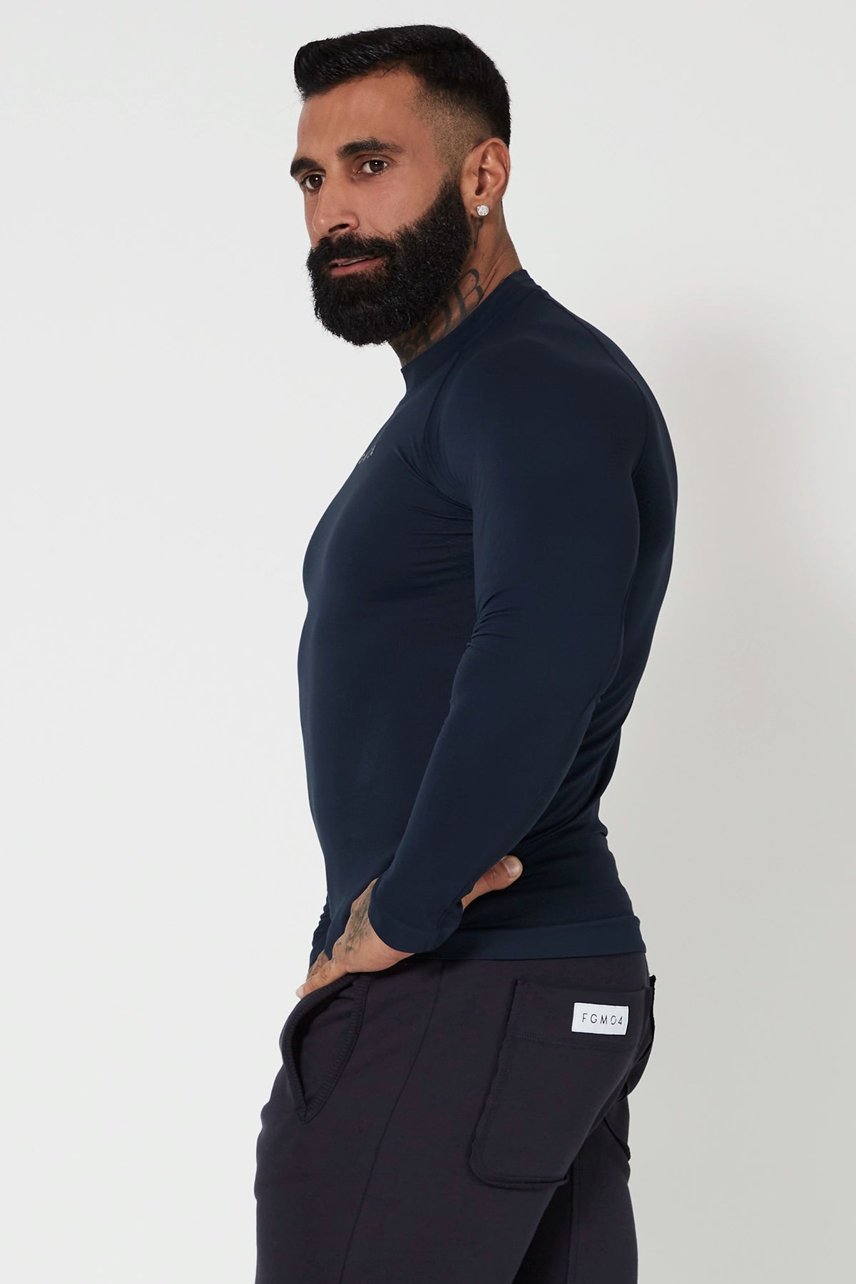 Maglia sportiva tecnica uomo Manica lunga traspirante antiodore Lupetto Uomo Blu - FGM04 - Linea Ikonic Uomo - fgm04