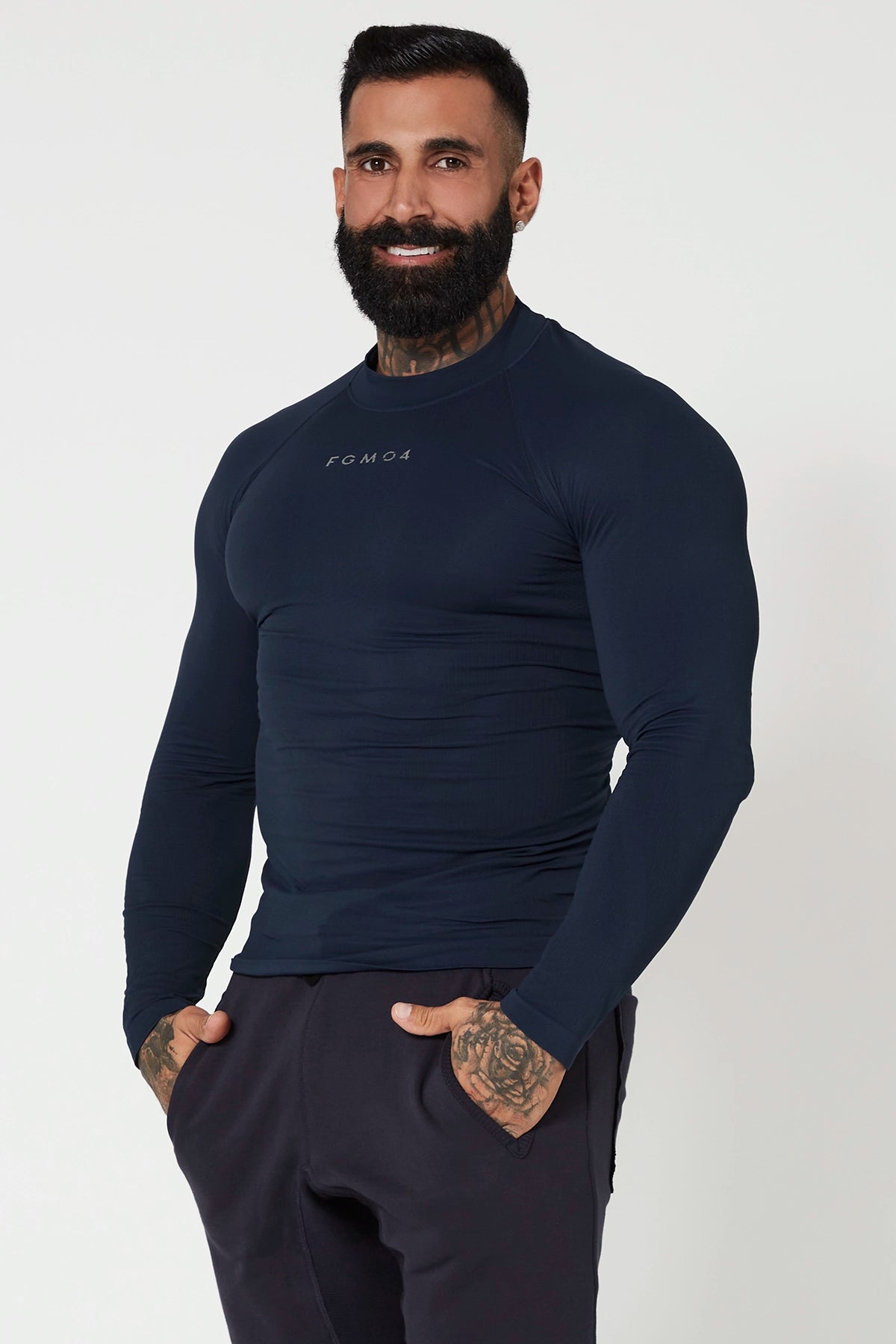 Maglia sportiva tecnica uomo Manica lunga traspirante antiodore lupetto Uomo Blu - FGM04 - Linea Ikonic Uomo - fgm04