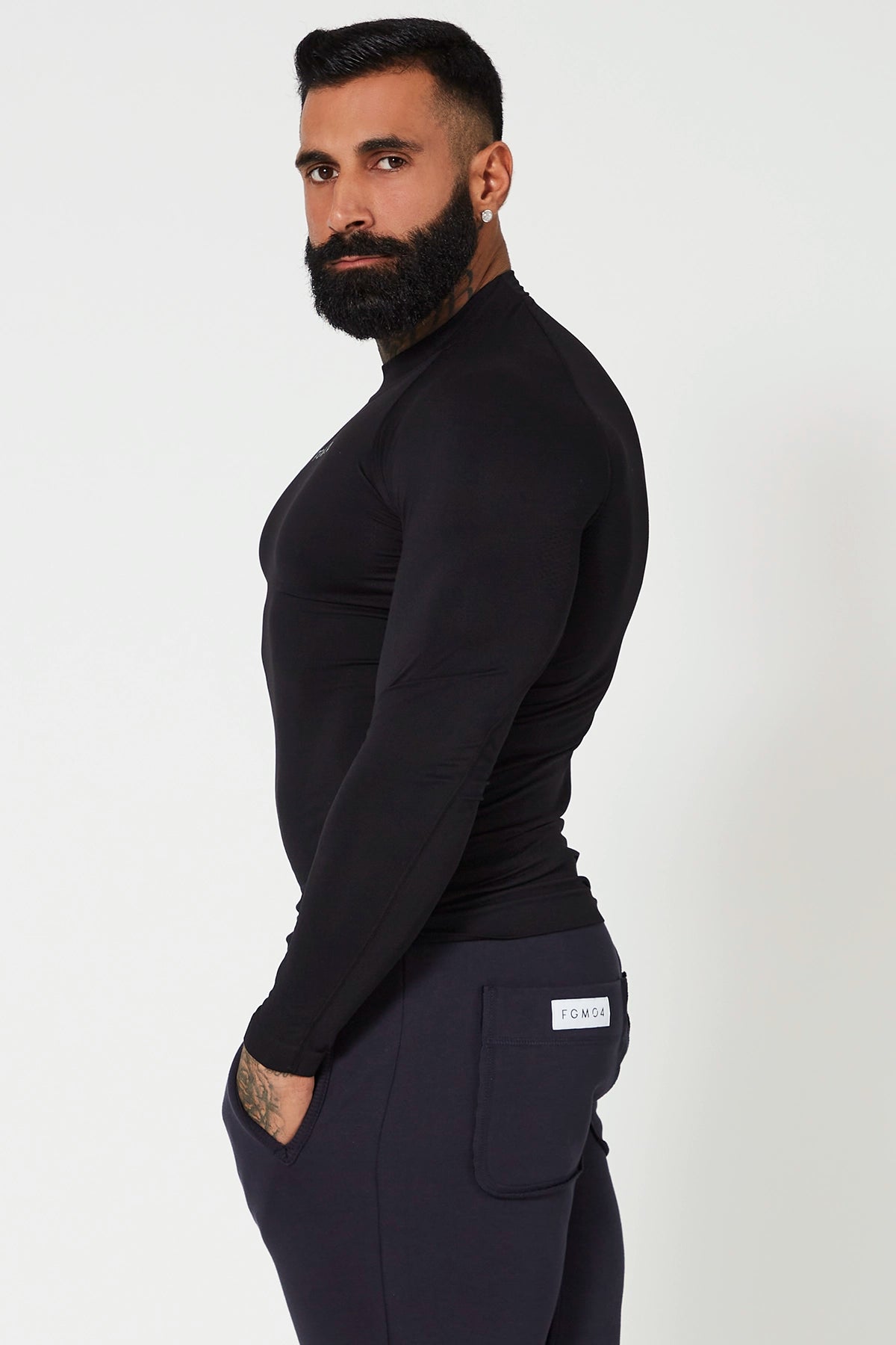 Maglia sportiva tecnica uomo Manica lunga traspirante antiodore Lupetto Uomo Nero - FGM04 - Linea Ikonic Uomo - fgm04