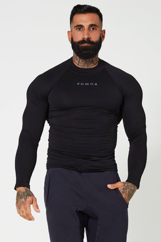 Maglia sportiva tecnica uomo Manica lunga traspirante antiodore Lupetto Uomo Nero - FGM04 - Linea Ikonic Uomo - fgm04
