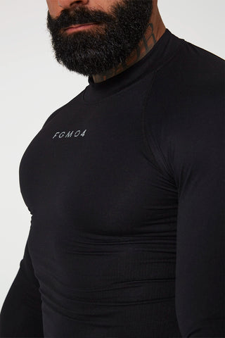 Maglia sportiva tecnica uomo Manica lunga traspirante antiodore Lupetto Uomo Nero - FGM04 - Linea Ikonic Uomo - fgm04